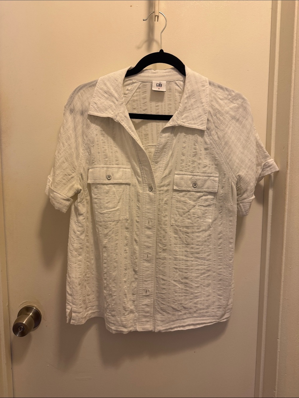 CAbi White Short-Sleeve Button-Front Casual Shirt